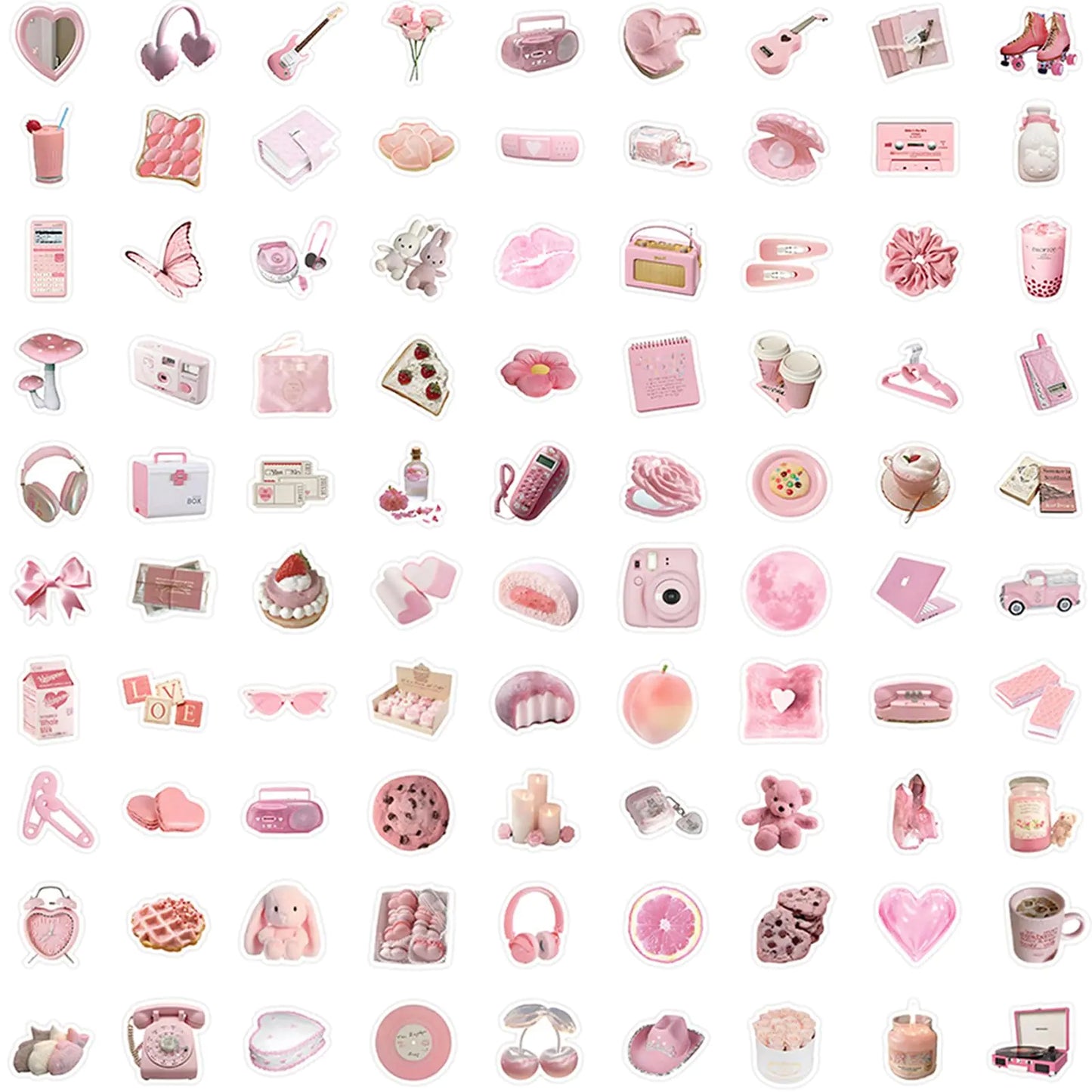 100PCS Cute Coquette Stickers Girly Pink Stickers Pink Kawaii Stickers Waterproof Vinyl Stickers for Water Bottles Laptop Phone Room Decor