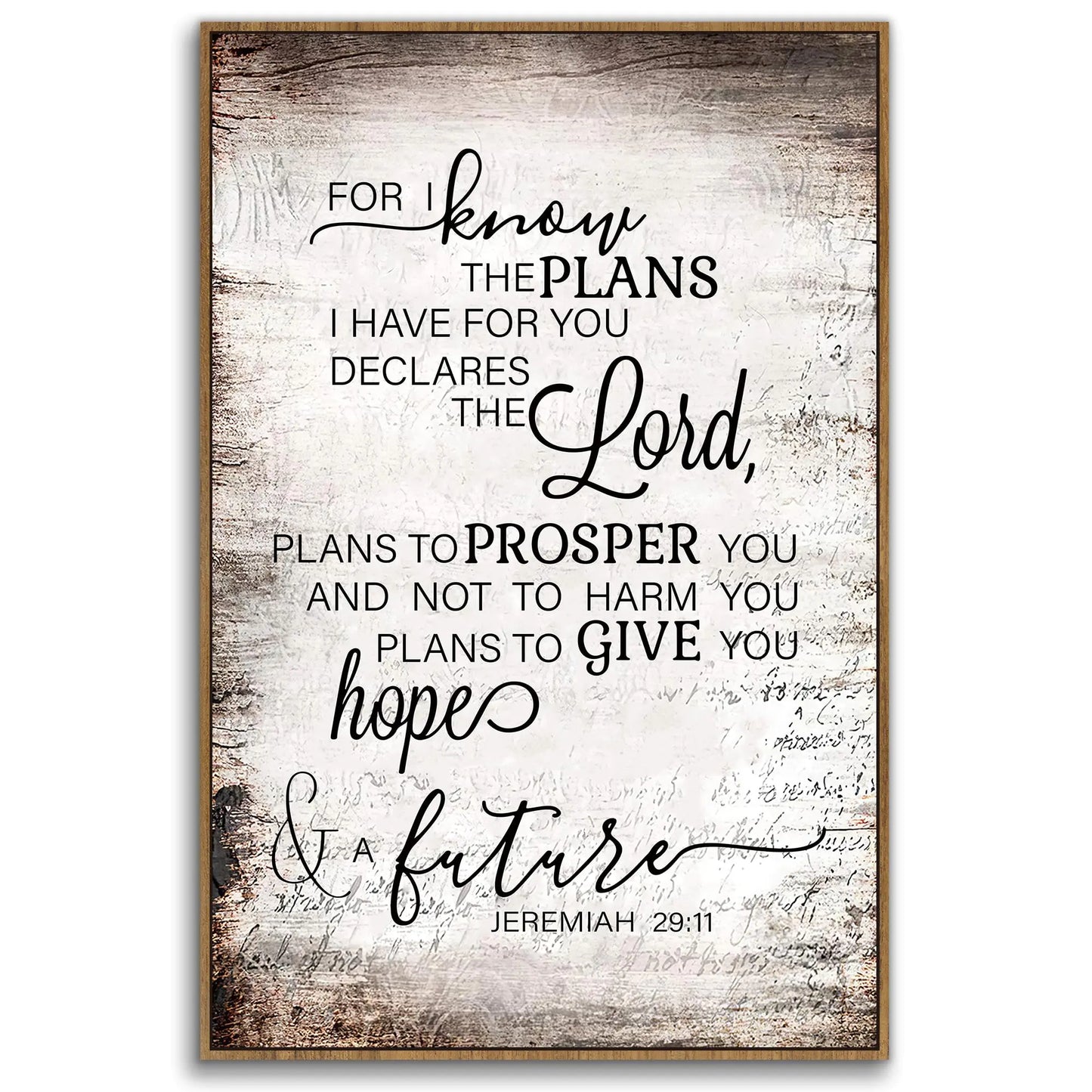 PHAMTE Christian Jeremiah 29:11 Wall Art Framed Christian For I Know The Plans I Have For You Wall Art Decor Bible Verse Scripture Print Framed Canvas Painting Christian Prayer Room Decor 16x24in