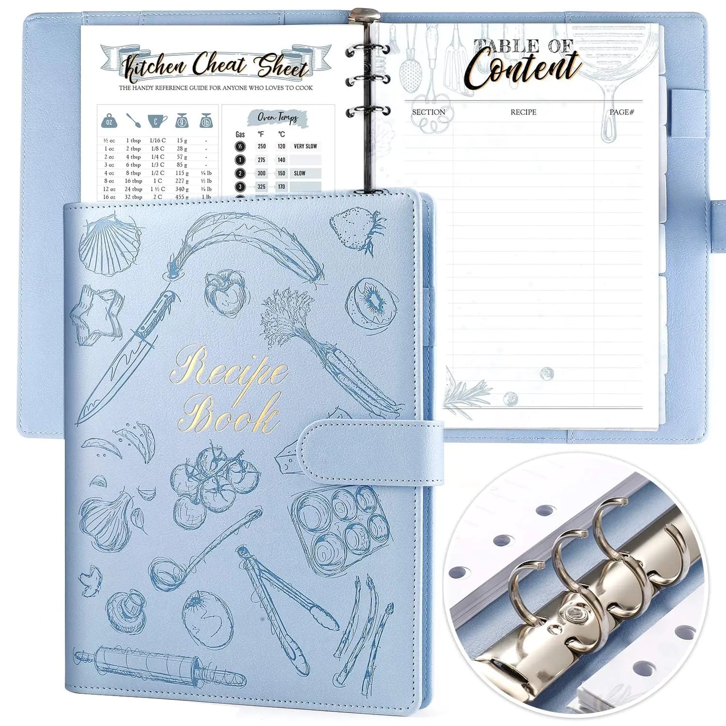 molekaus Recipe Book ,Blank Recipe Book to Write in Your Own Recipes,Recipe Notebook for Family Cooking, Removable Hardcover 7" x 10"Recipe Journal with 160 Pages - Lavender