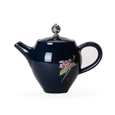 Custom Blue Glazed Ceramic Teapot for Tea Brewing
