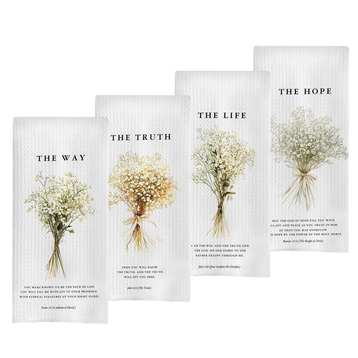 GCFET Christian Gifts Dish Towels Set - Bible Verse Waffle Weave Kitchen Towels Christian Gifts for Women Decorative Hand Tea Towels for Kitchen Bathroom 16x24 Inch Set of 4