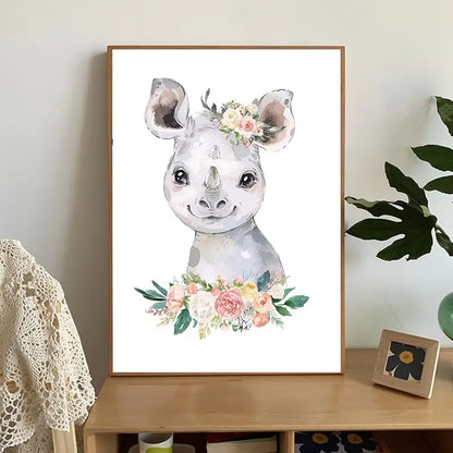 6pcs Cute Animal Flower Wall Art Posters 12x8inch