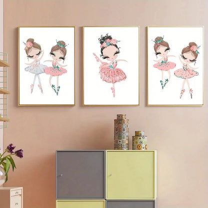 3pcs Ballet Girl Canvas Prints for Nursery Wall Art