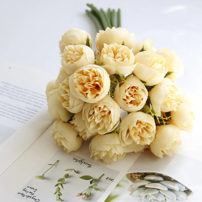 27-Head Tea Rose Bridal Bouquet for Home Decor