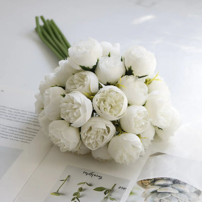 27-Head Tea Rose Bridal Bouquet for Home Decor