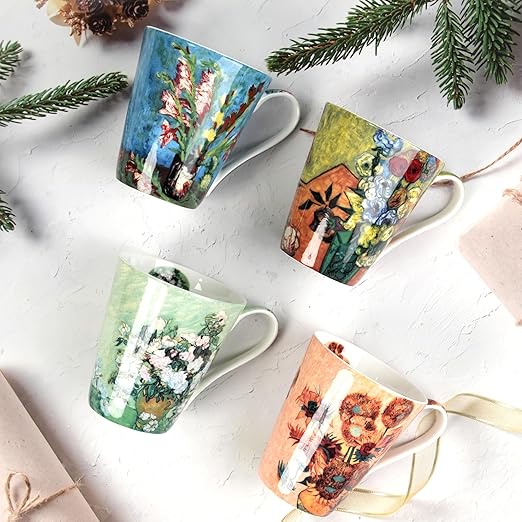 Coffee Mug Sets of 4 12oz Bone China Porcelain Cups