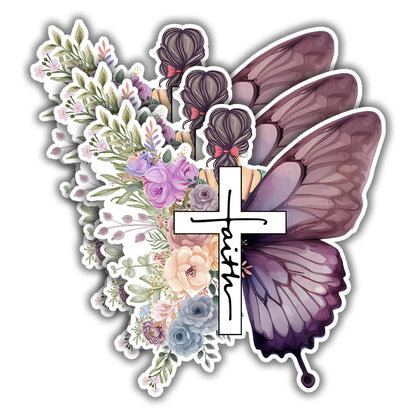 (3 pcs) Christian Faith Sticker Jesus Vinyl Decal Stickers for Books Laptops Phonecase Water Bottles Kindles Car Hard Hat - Size 2.9 x 3