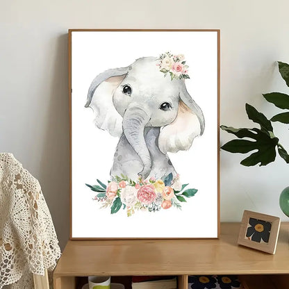 6pcs Cute Animal Flower Wall Art Posters 12x8inch