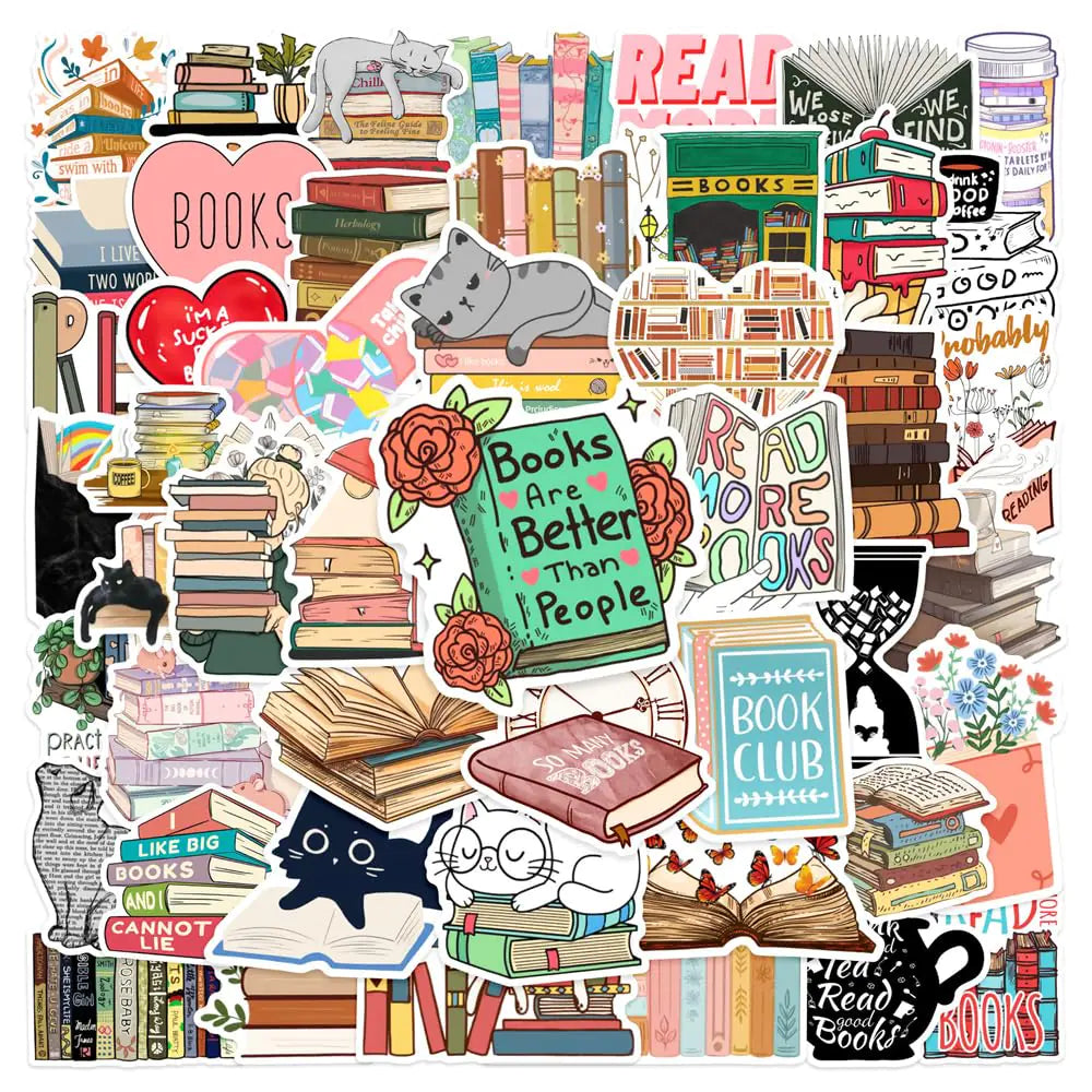 Book Stickers，50PCS Book Stickers for Kindle Bookish Reading Stickers for Laptop Journal Stickers Book Lover Clear Case Stickers Gifts Accessories for Teens Adults