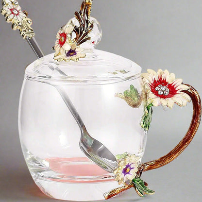 Guon-Wuvl Flower Teacup Transparent Glass Teacup