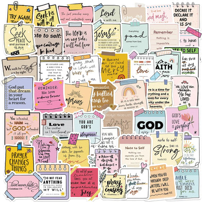 50 PCS Bible Verse Sticker Colorful Christian Stickers Sticky Note Style Bible Stickers Inspirational Faith Stickers Religious Stickers for Adults
