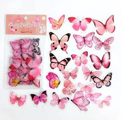 Butterfly Nature Series PET Sticker Bag – Retro & Fresh Decorative Stickers for Notebooks