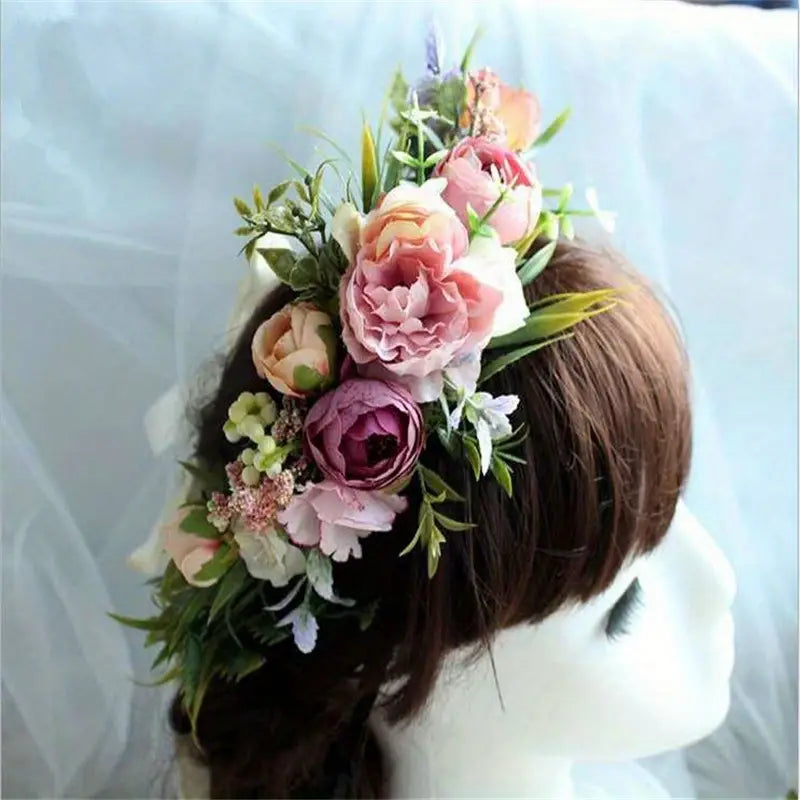 Flower Decor Hair Band - Floral Crown Headpiece