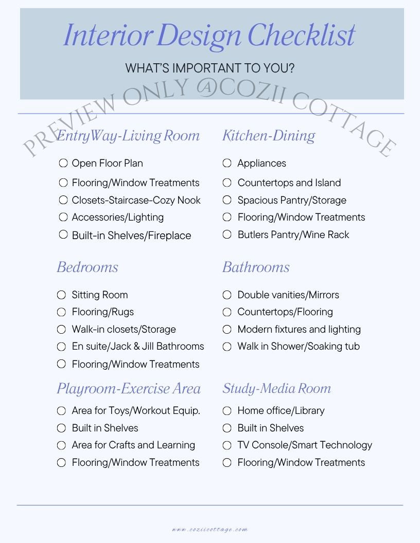 Interior Design Checklist