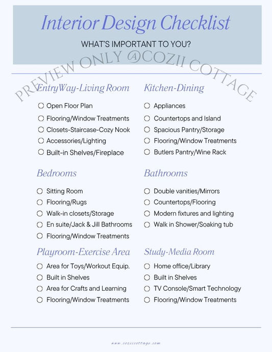 Interior Design Checklist