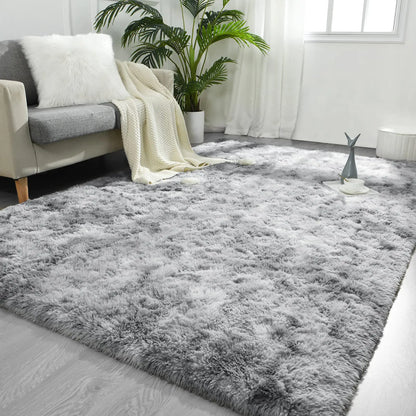 FlyDOIT 9x12 Feet Large Area Rugs for Living Room Tie-Dyed Light Grey Shaggy Rug Fluffy Throw Carpets Ultra Soft Plush Modern Indoor Fuzzy Rugs for Bedroom Girls Kids Nursery Room Dorm Home Decor