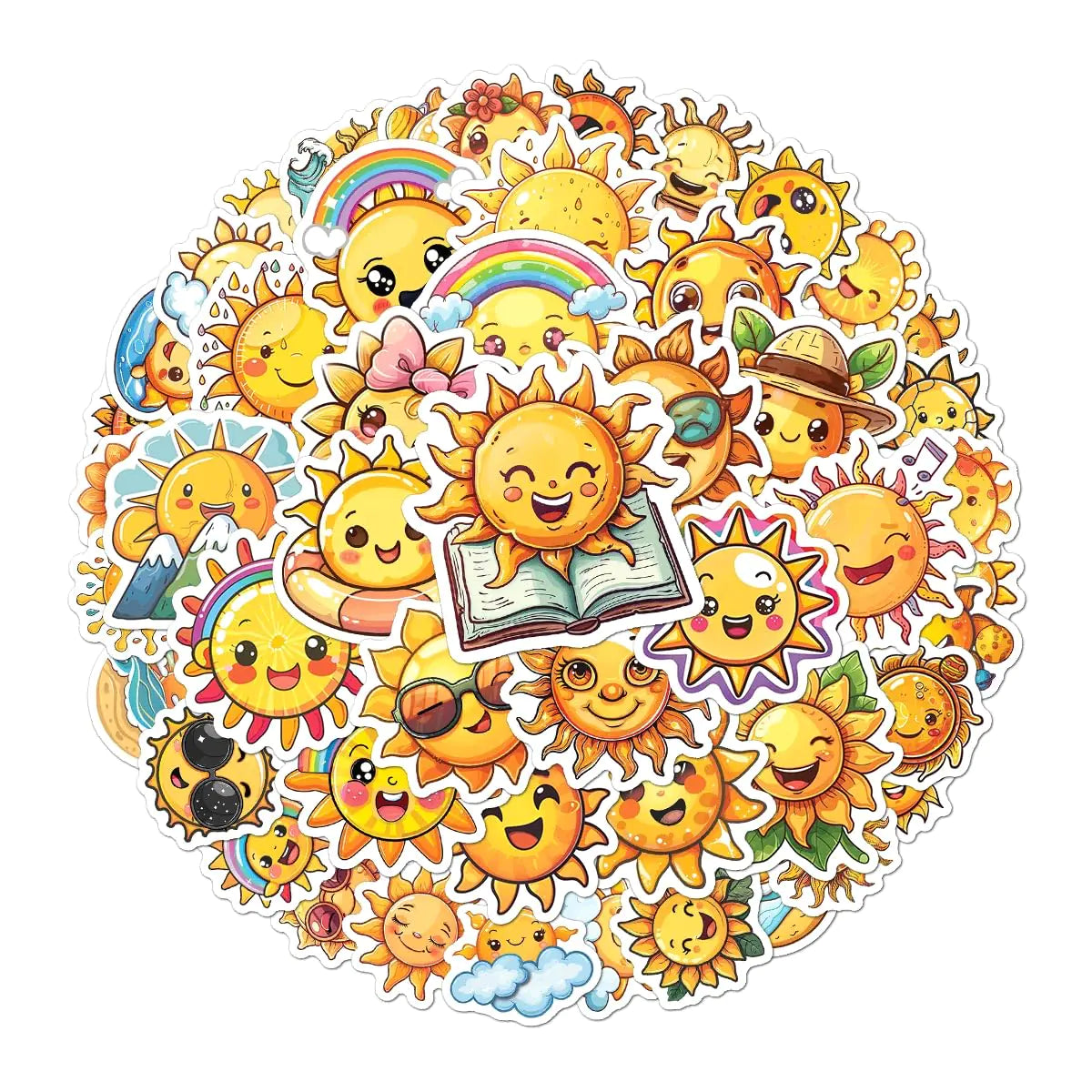 Pack 50 Pcs Cute Sun Stickers