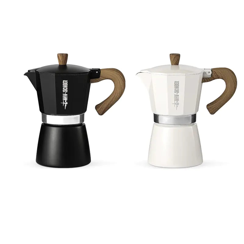 Vintage Wooden Handle Moka Pot for Italian & Cuban Coffee