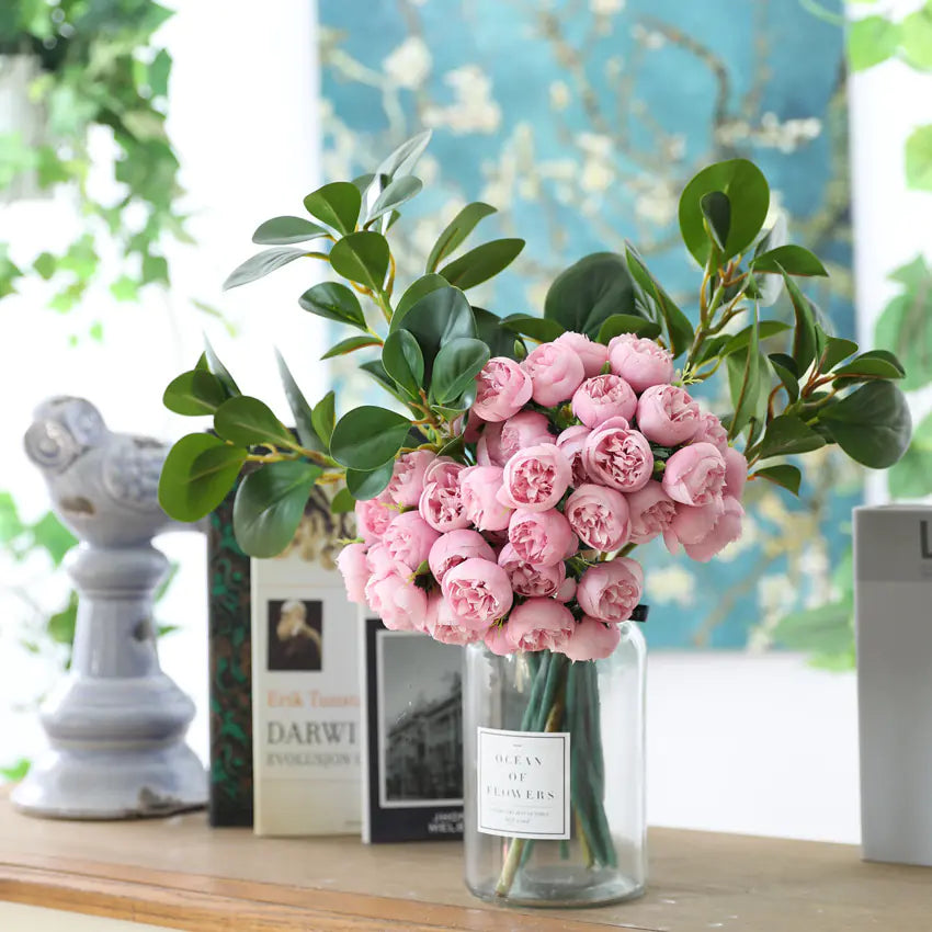 27-Head Tea Rose Bridal Bouquet for Home Decor