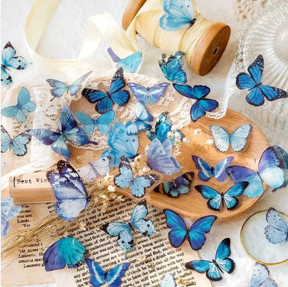 Butterfly Nature Series PET Sticker Bag – Retro & Fresh Decorative Stickers for Notebooks