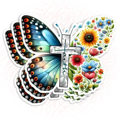 (3Pcs) Christian Faith Jesus Sticker Bible Stickers Christian Floral Butterfly Motivation Quotes 3" Waterproof Die-Cut Vinyl Laptop Water Bottle Inspirational Sticker Birthday Gifts 3 Inches