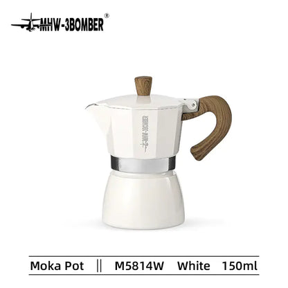 Vintage Wooden Handle Moka Pot for Italian & Cuban Coffee