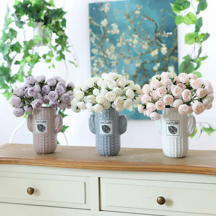 27-Head Tea Rose Bridal Bouquet for Home Decor