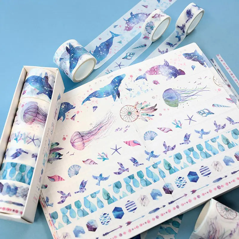 Washi Tape Set for DIY Journals and Scrapbooks (8 Rolls)