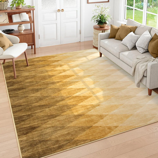 Lahome 8x10 Modern Ombre Area Rugs for Living Room Washable Rug for Bedroom Stain Resistant Diamond Dining Room Rugs for Under Table Soft Brown Rug for Office (8x10 Brown/Multi)
