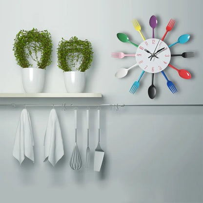 Creative Fork and Knife Wall Clock for Kitchen Decor
