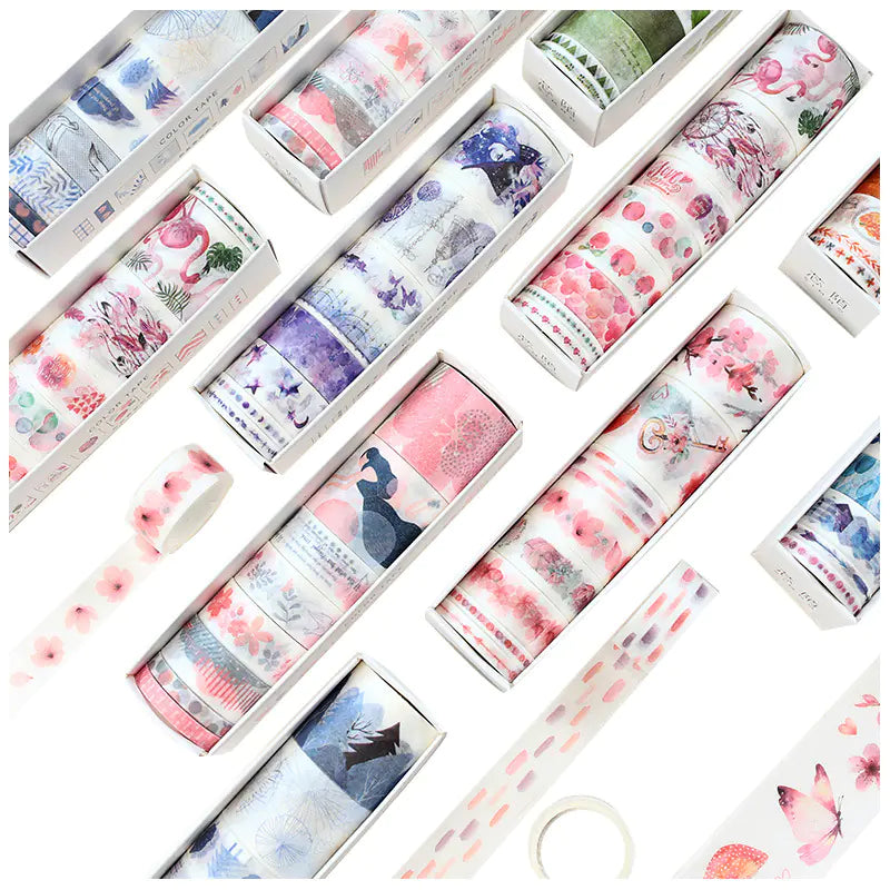 Washi Tape Set for DIY Journals and Scrapbooks (8 Rolls)