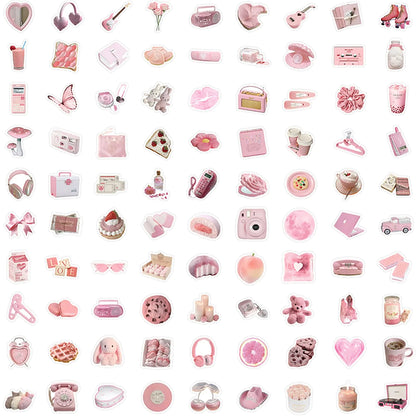 100PCS Cute Coquette Stickers Girly Pink Stickers Pink Kawaii Stickers Waterproof Vinyl Stickers for Water Bottles Laptop Phone Room Decor