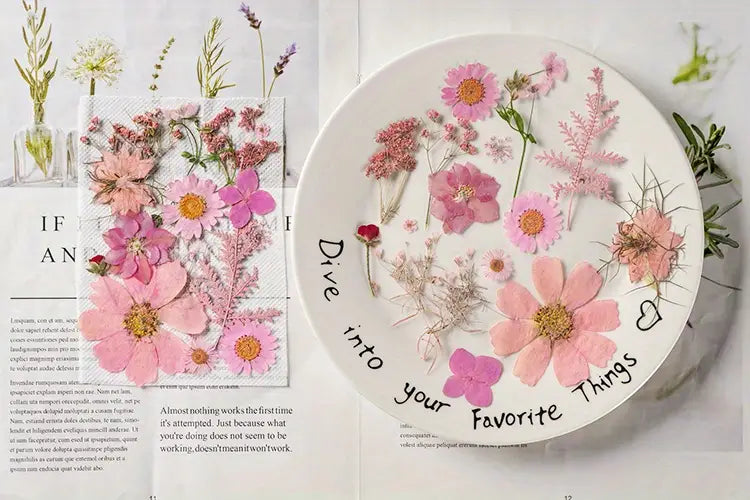 15pcs DIY Dried Flowers for Scrapbooking & Bookmark Making