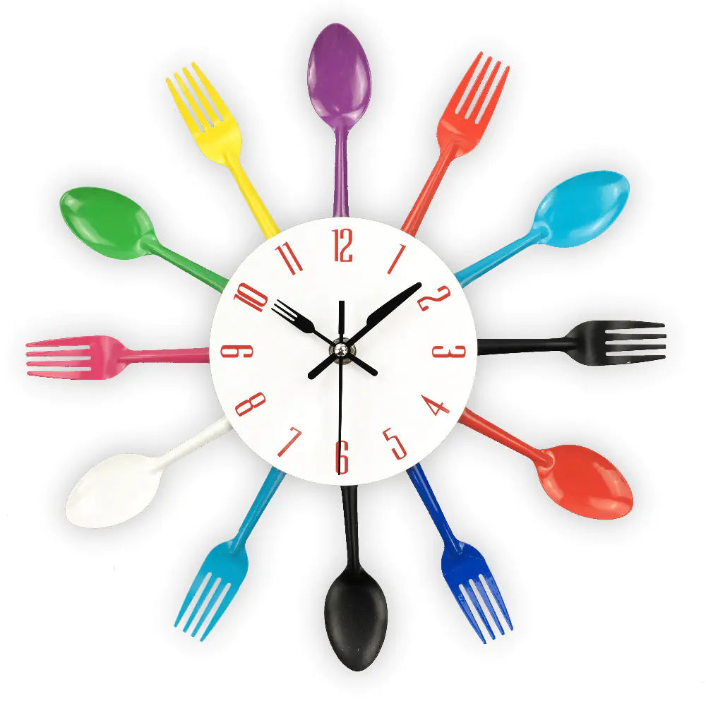 Creative Fork and Knife Wall Clock for Kitchen Decor