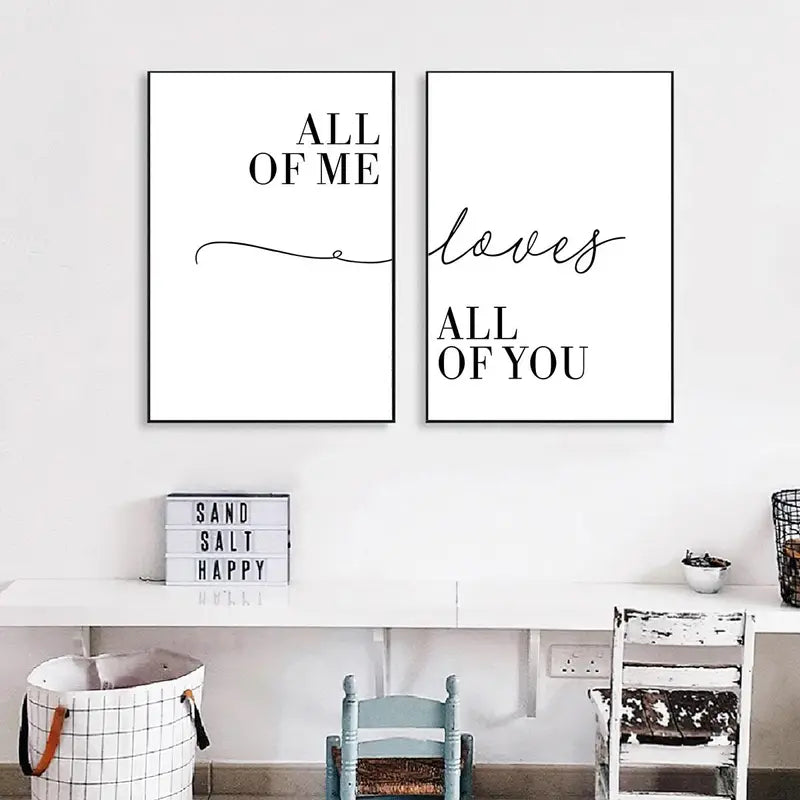 2pcs Canvas Paintings with Funny Couple Quotes Wall Art