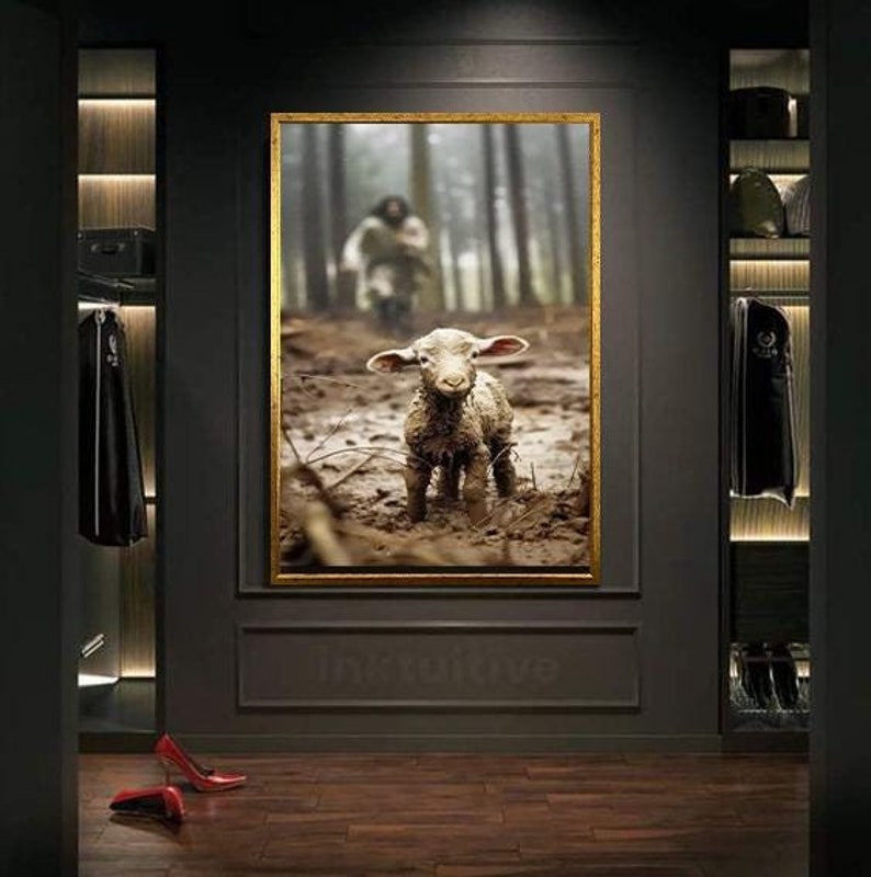 Jesus and Lamb Canvas Wall Art
