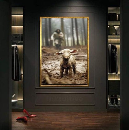 Jesus and Lamb Canvas Wall Art