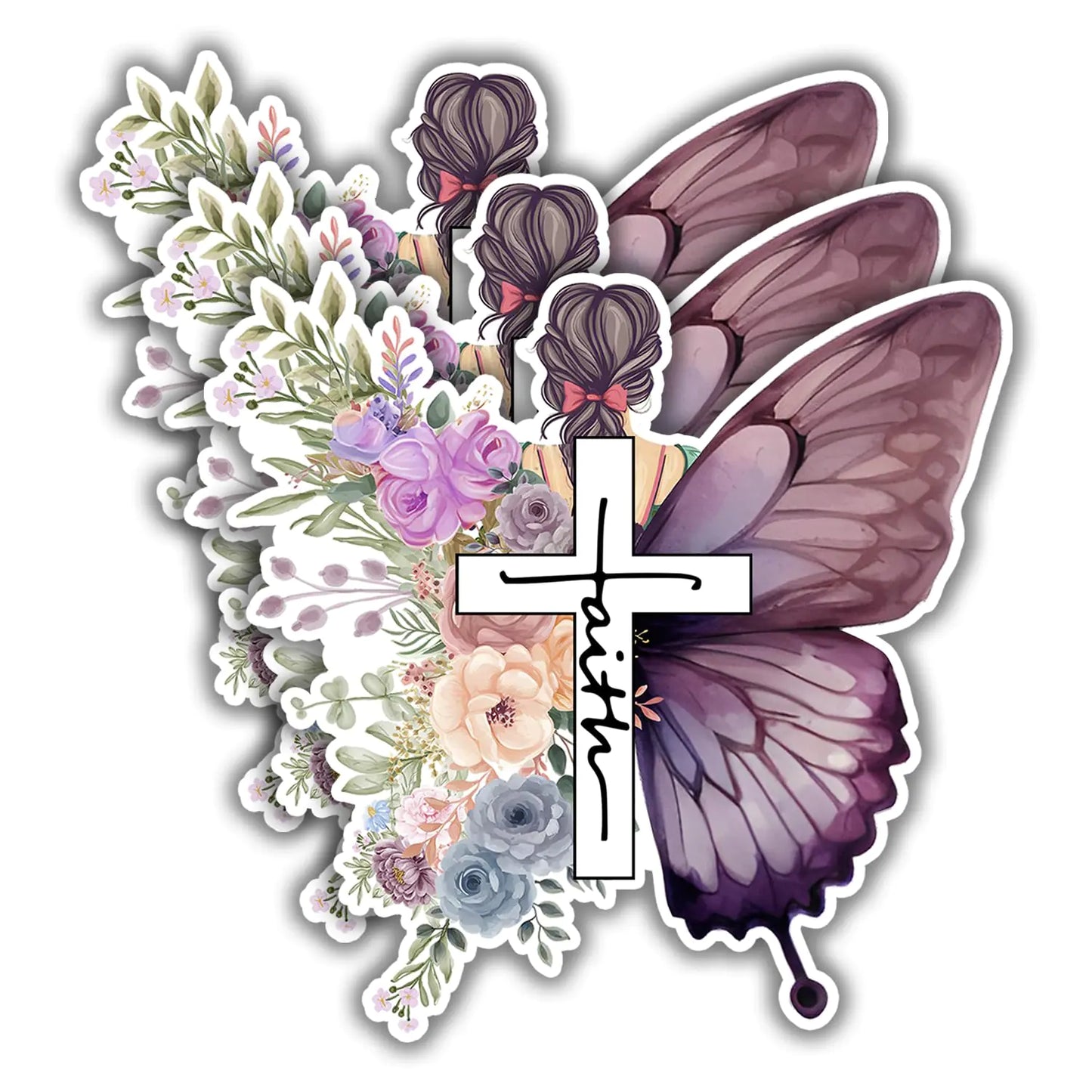 (3 pcs) Christian Faith Sticker Jesus Vinyl Decal Stickers for Books Laptops Phonecase Water Bottles Kindles Car Hard Hat - Size 2.9 x 3