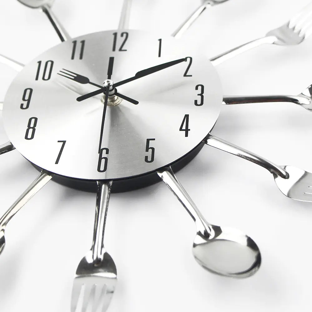Creative Fork and Knife Wall Clock for Kitchen Decor