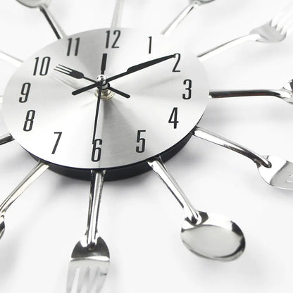 Creative Fork and Knife Wall Clock for Kitchen Decor