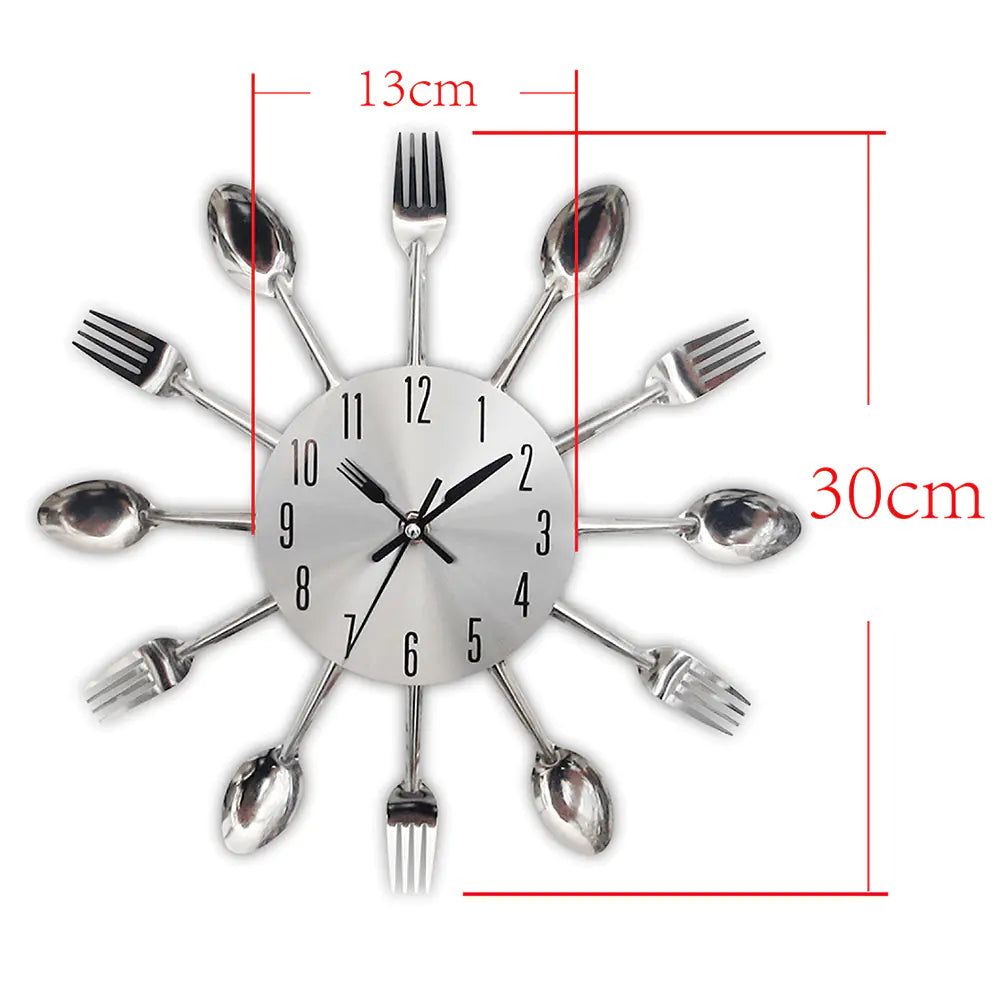 Creative Fork and Knife Wall Clock for Kitchen Decor
