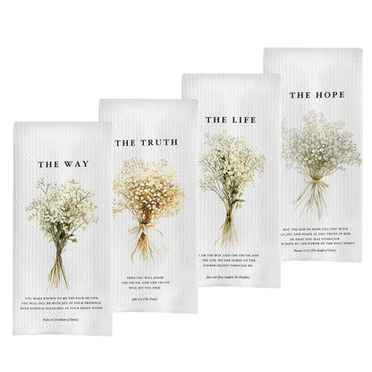 GCFET Christian Gifts Dish Towels Set - Bible Verse Waffle Weave Kitchen Towels Christian Gifts for Women Decorative Hand Tea Towels for Kitchen Bathroom 16x24 Inch Set of 4