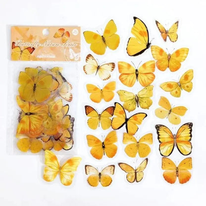Butterfly Nature Series PET Sticker Bag – Retro & Fresh Decorative Stickers for Notebooks
