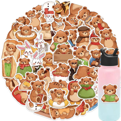 50pcs Adorable Healing Cute Bear Stickers for Kids: Cute & Soothing Designs Ideal for Scrapbooking Decorating Journals Laptop.Exquisite Party Gifts Suitable for Children