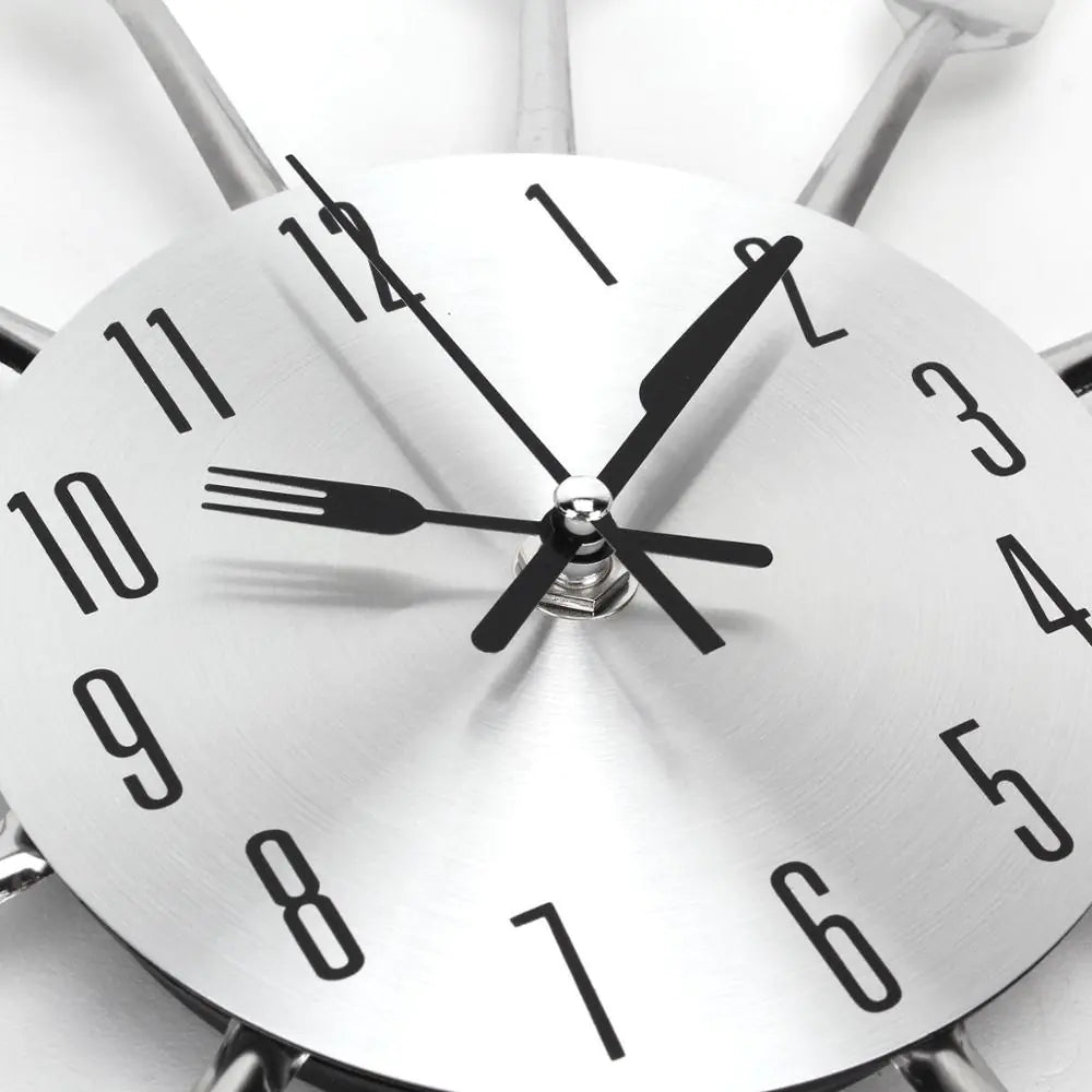 Creative Fork and Knife Wall Clock for Kitchen Decor