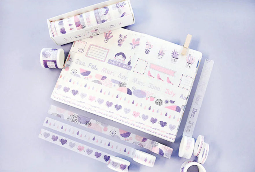 Washi Tape Set for DIY Journals and Scrapbooks (8 Rolls)