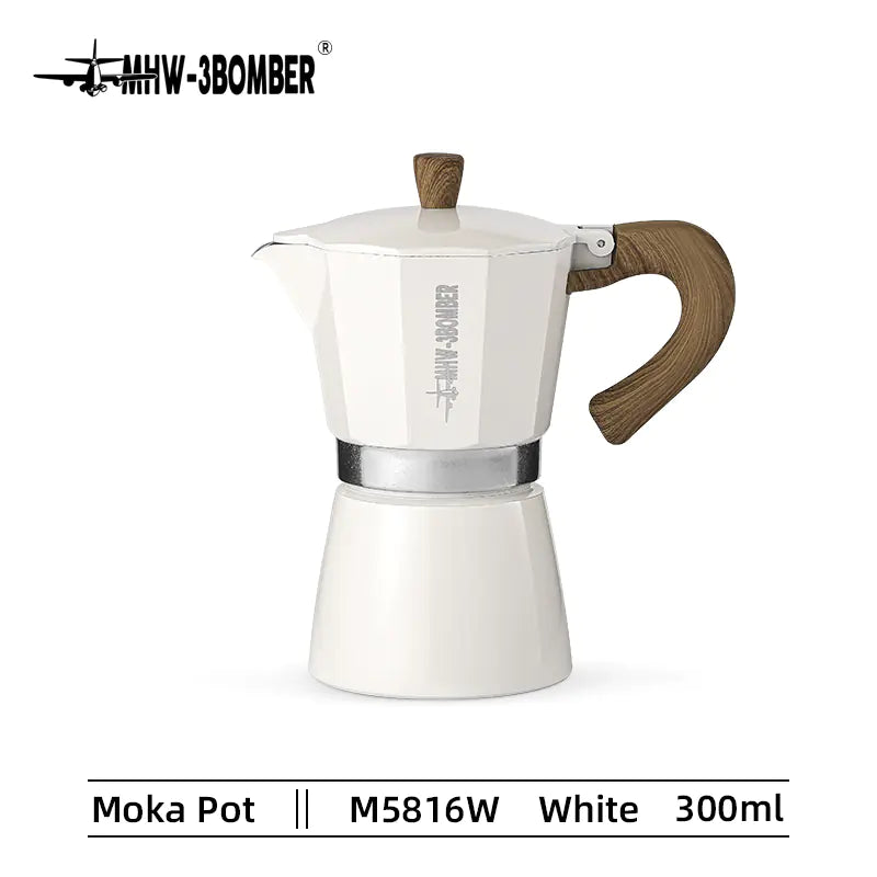 Vintage Wooden Handle Moka Pot for Italian & Cuban Coffee