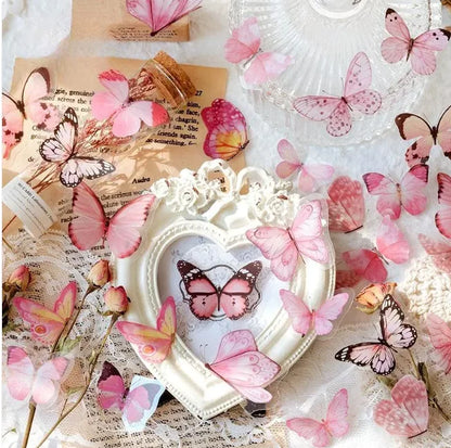 Butterfly Nature Series PET Sticker Bag – Retro & Fresh Decorative Stickers for Notebooks
