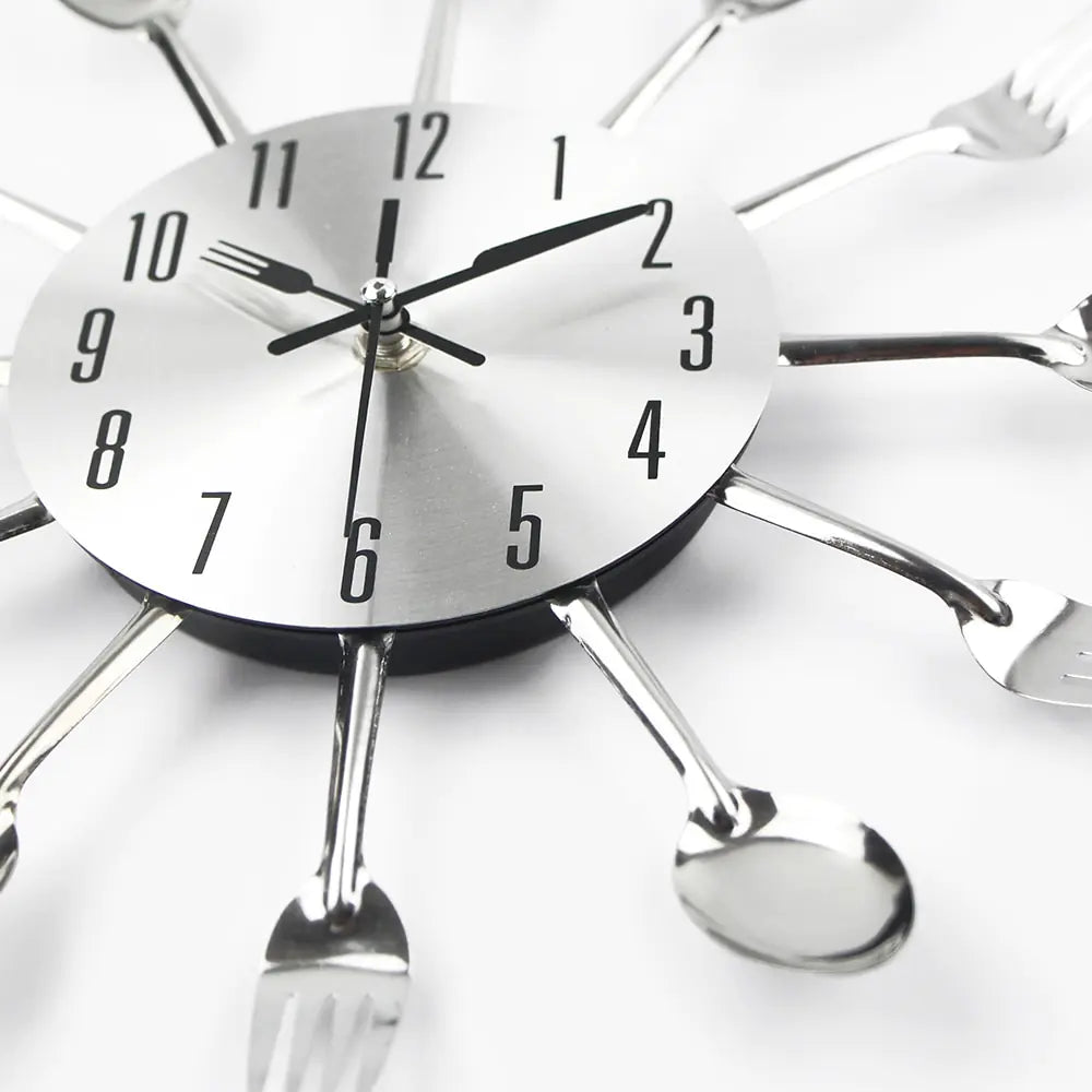 Creative Fork and Knife Wall Clock for Kitchen Decor