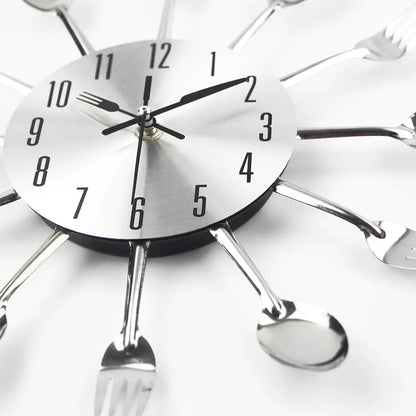 Creative Fork and Knife Wall Clock for Kitchen Decor